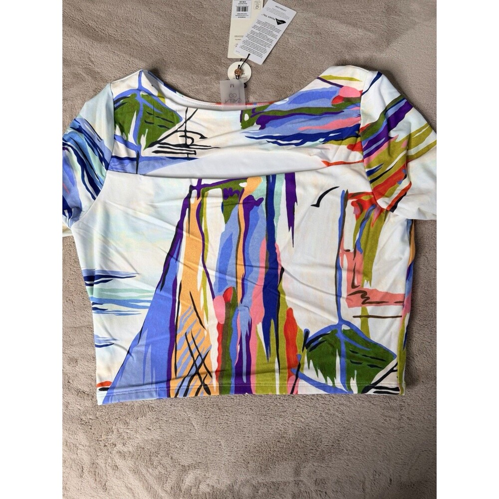 CALIA Women's Swim Cropped Rashguard, Small - Tahitian Print Size M - Picture 4 of 12
